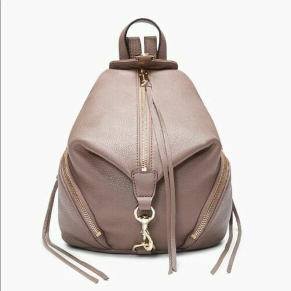 Rebecca Minkoff Medium Julian Leather Backpack in Mink Gold